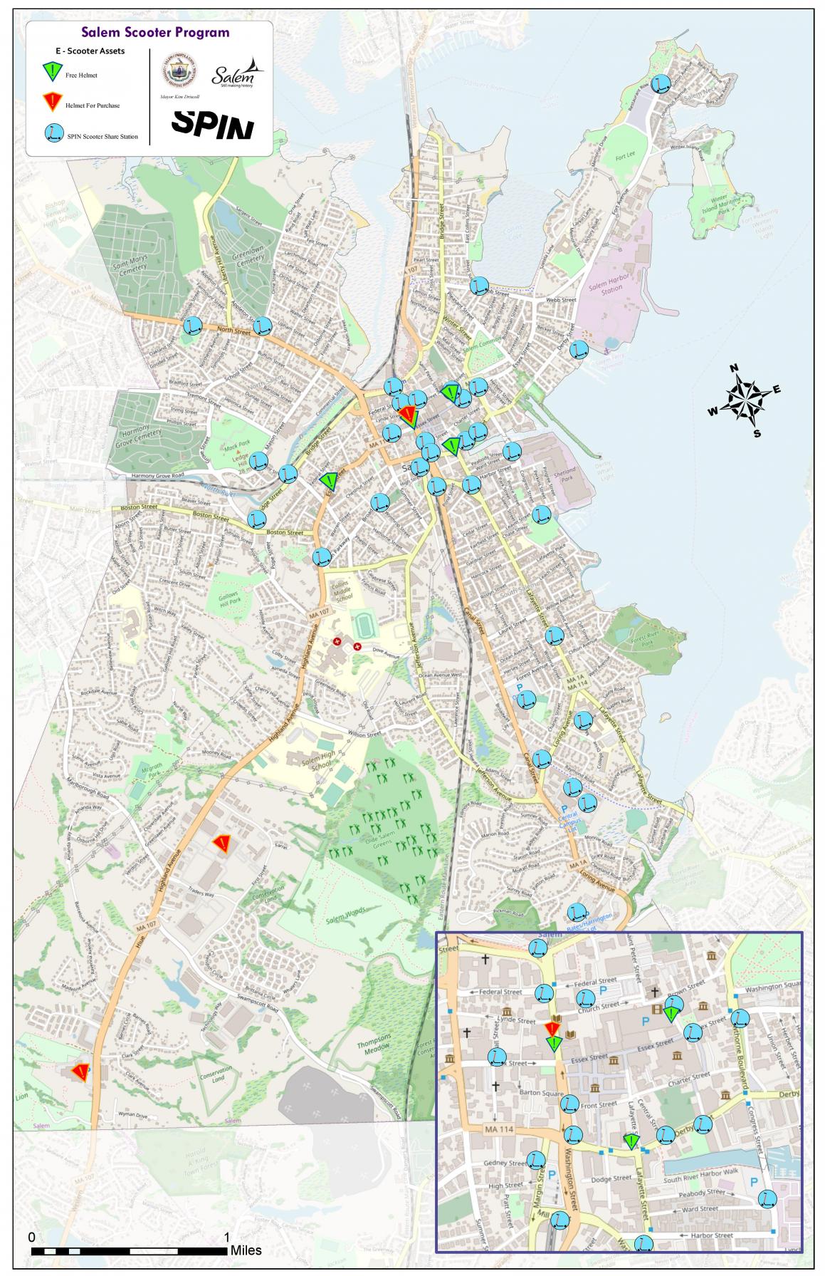 Salem Scooter Parking and Helmet Locations
