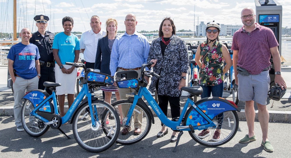 A photo of the Blue Bikes Launch in Salem, MA.
